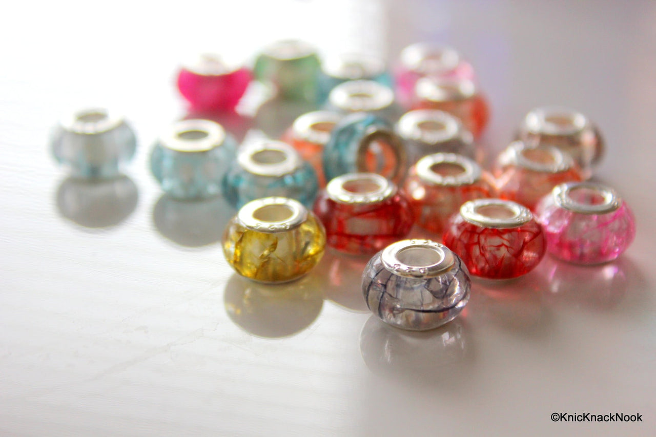 9mm Crack Resin Transparent Charm Beads x 10