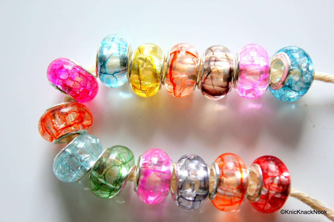 9mm Crack Resin Transparent Charm Beads x 10