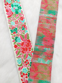 Thumbnail for Floral Jacquard Saree Border, Woven Thread Work Trim, Jacquard Trimming Decorative Trim