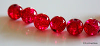 Thumbnail for 12mm Deep Pink Crackle Glass Beads x 10