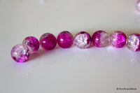 Thumbnail for 10 mm Purple and Clear Two Tone Crackle Glass Beads x 10