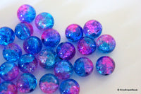 Thumbnail for 12 mm Pink and Turquoise Two Tone Crackle Glass Beads x 10