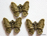 Thumbnail for 3 x Zinc Alloy Bronze Tone Butterfly Charm Pendants 25mm x 28mm