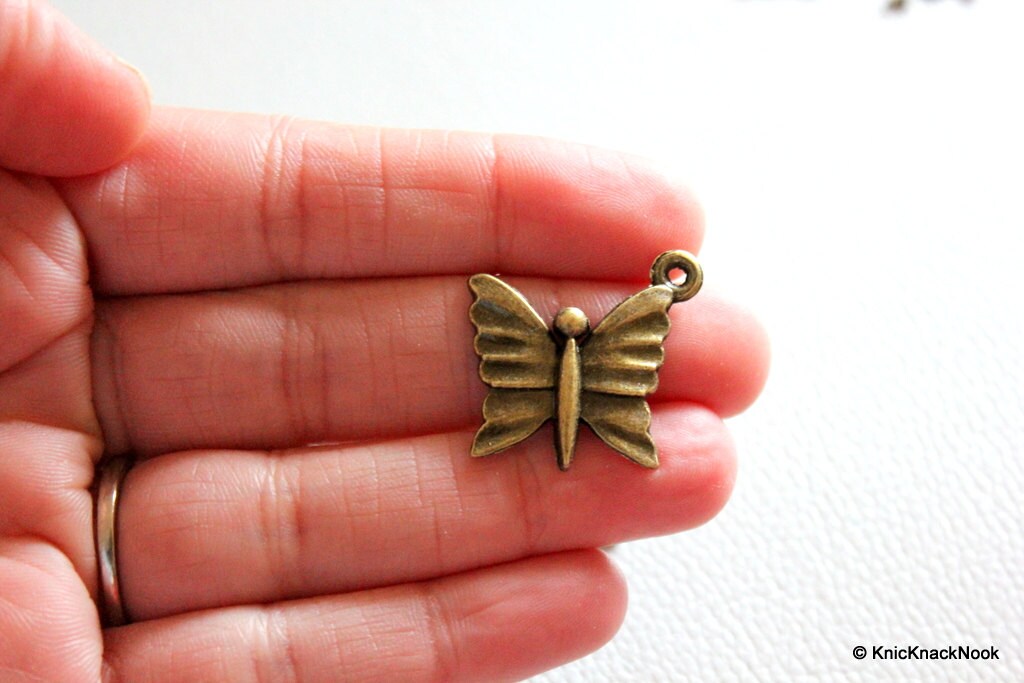 4 x Bronze Tone Butterfly Charms Collection