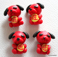 Thumbnail for 4 x Polymer Fimo Clay Cute Red Dog Beads