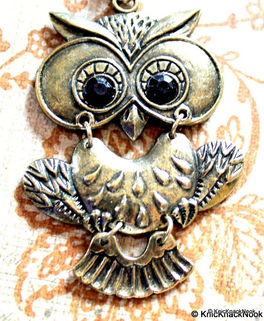 1 x Retro bronzed Big tail Owl Pendant