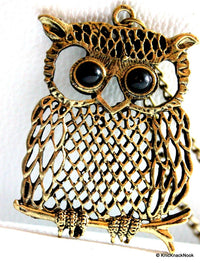 Thumbnail for 1 x Bronzed Black Eyes Hollow Owl Pendant Size: 4 cm x 5 cm