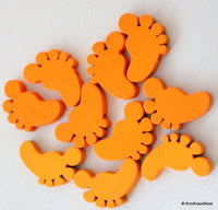 Thumbnail for 10 x Orange Wood Feet Beads 22mm x 14 mm x 5mm