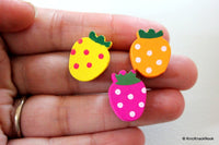 Thumbnail for 10 x Multicoloured Strawberry Shaped Wood Beads