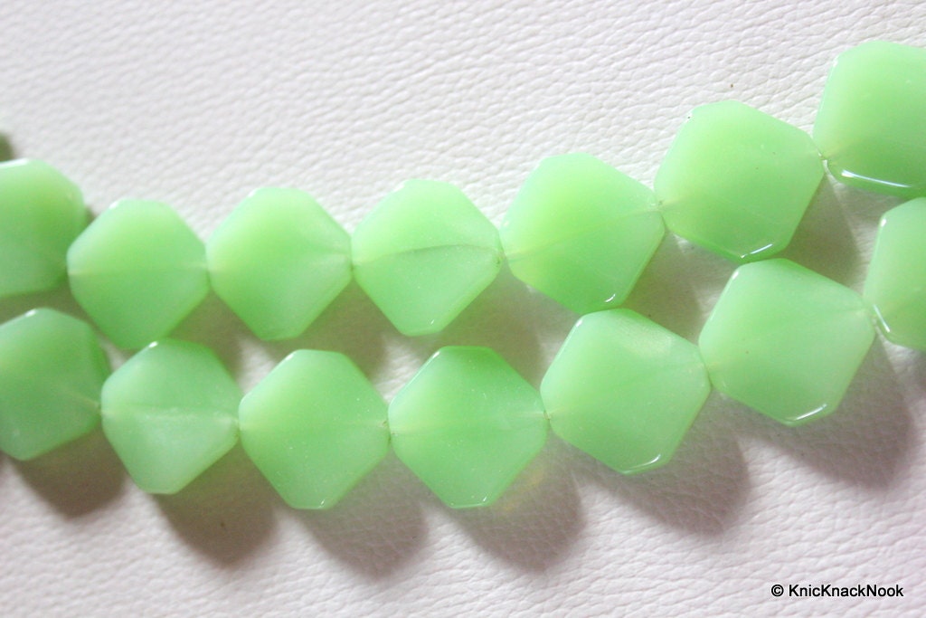 Green Square Opaque Glass Beads 20x20mm