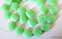 Thumbnail for Green Square Opaque Glass Beads 20x20mm