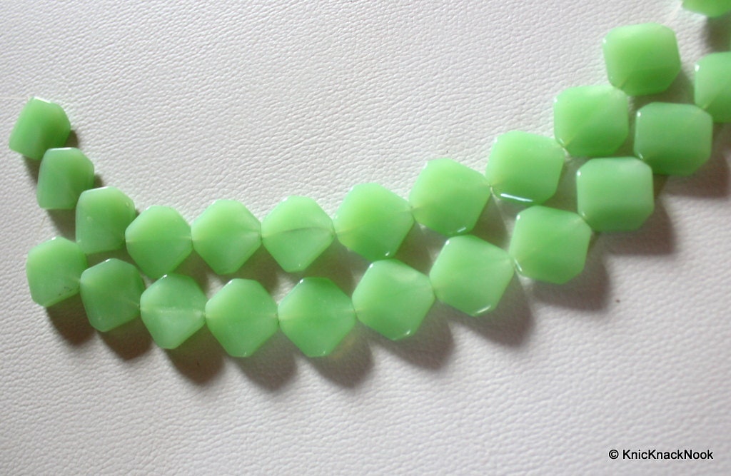 Green Square Opaque Glass Beads 20x20mm