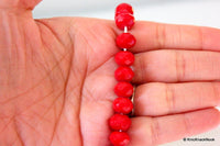 Thumbnail for 15 x Red Faceted  Opaque Glass Rondelle Beads 10mm