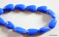 Thumbnail for 7 x Blue Faceted Opaque Glass Briolette Beads 20x12mm