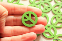 Thumbnail for 10 x Green Peace Wood Beads 24mm