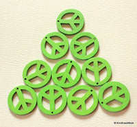 Thumbnail for 10 x Green Peace Wood Beads 24mm