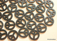 Thumbnail for 10 x Peace Shaped Black Colour Wood Beads 24mm