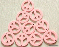 Thumbnail for 10 x Peace Shaped Pink Colour Wood Beads 24mm