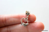 Thumbnail for Tibetan silver Heart with wing dangle Bead / Charm x 2
