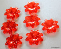 Thumbnail for 7 x Red Flower Transparent Acrylic Beads 3.8cm x 3.5cm