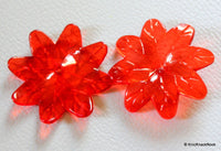 Thumbnail for 7 x Red Flower Transparent Acrylic Beads 3.8cm x 3.5cm