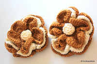 Thumbnail for Brown and Beige Crochet Flower Applique x 1
