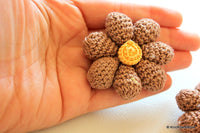 Thumbnail for Brown and Yellow Crochet Flower Appliqué x 2
