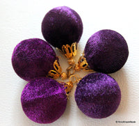 Thumbnail for Violet And Gold Velvet Bead x 2