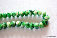 Thumbnail for Green Faceted Rondelle Millefiori Glass Beads 12mm