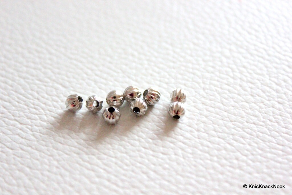 100 x Metal Silver Tone Watermelon Spacers Beads 4mm