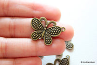 Thumbnail for 5 x Bronze Tone Butterfly Charm Spacer Pendants