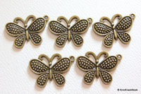 Thumbnail for 5 x Bronze Tone Butterfly Charm Spacer Pendants