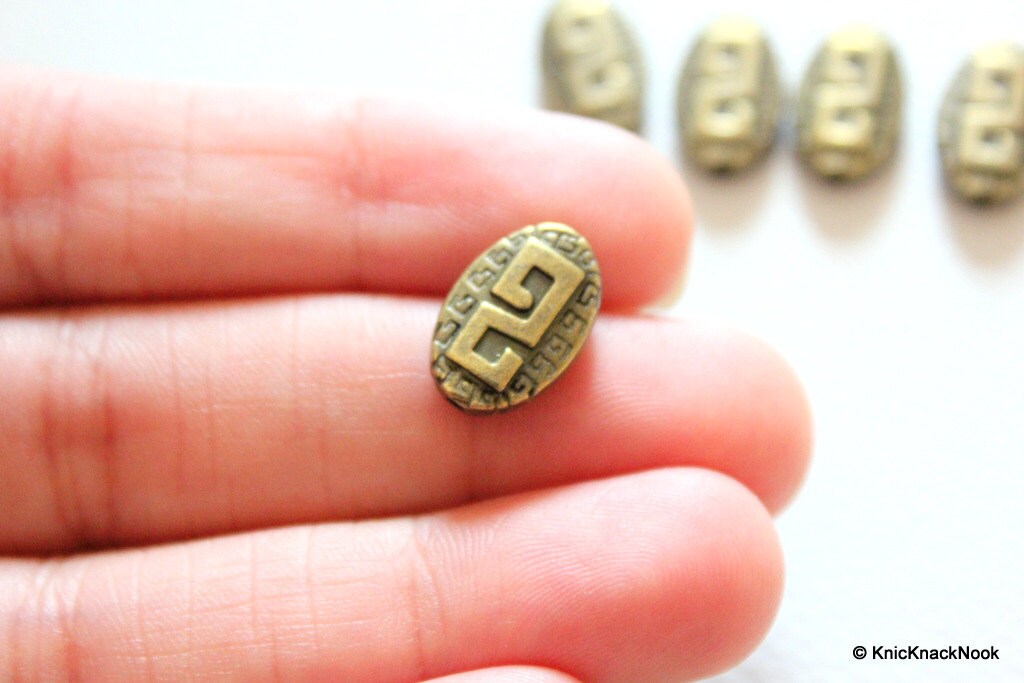 5 x Zinc Alloy Bronze Tone Oval Spacer Beads/Charms