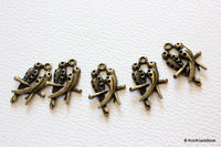 Thumbnail for 5 x Zinc Alloy Bronze Tone Parrot Pair Charm Pendants 24mm x 11mm
