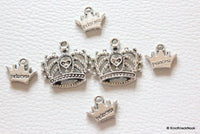 Thumbnail for Silver Tone Crown Princess Charms Collection  x 6
