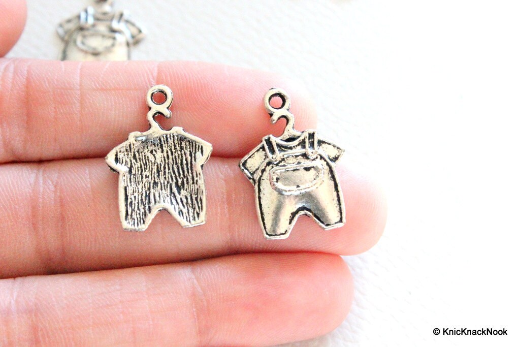 Silver baby boy baby clothes charms x 6