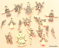 Thumbnail for The Ultimate Angel and Angel Wing Silver Tone Charms Collection x 18