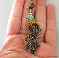 Thumbnail for Peacock Bronze Tone Multicoloured Rhinestone Pendant Necklace