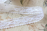 Thumbnail for White Embroidered Net Lace Trim Ribbon 23mm wide, 2 Yards