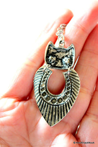 Thumbnail for Tribal Antique silver tone Owl Pendant Necklace