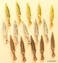 Thumbnail for Feather Silver, Bronze And Gold Tone Charms x 12