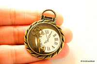 Thumbnail for Bronzed Key Watch Necklace Pendant, Clock Pendant. Key Charm, Clock Pendant Charm