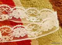 Thumbnail for White Embroidered Net Lace Trim Ribbon Approx 46mm wide
