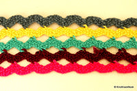 Thumbnail for Fuchsia, Green, Yellow And Mauve Trim (Cotton) One Yard Lace Trims 4cm Wide