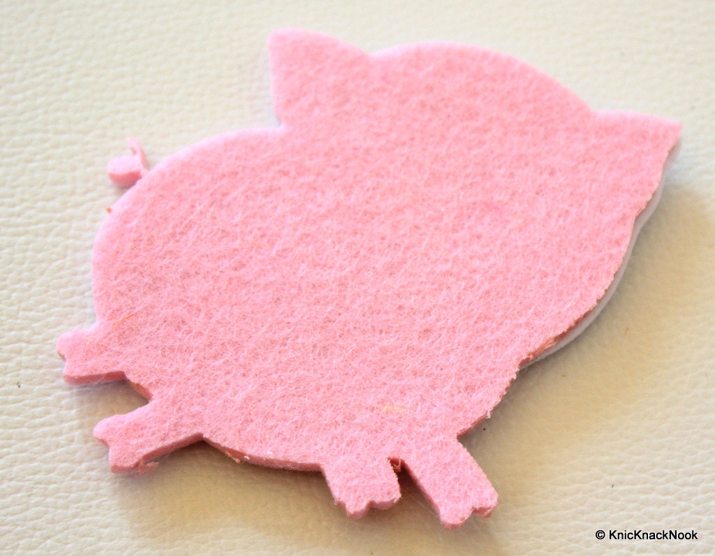 Pig Felt White And Pink Applique Patch