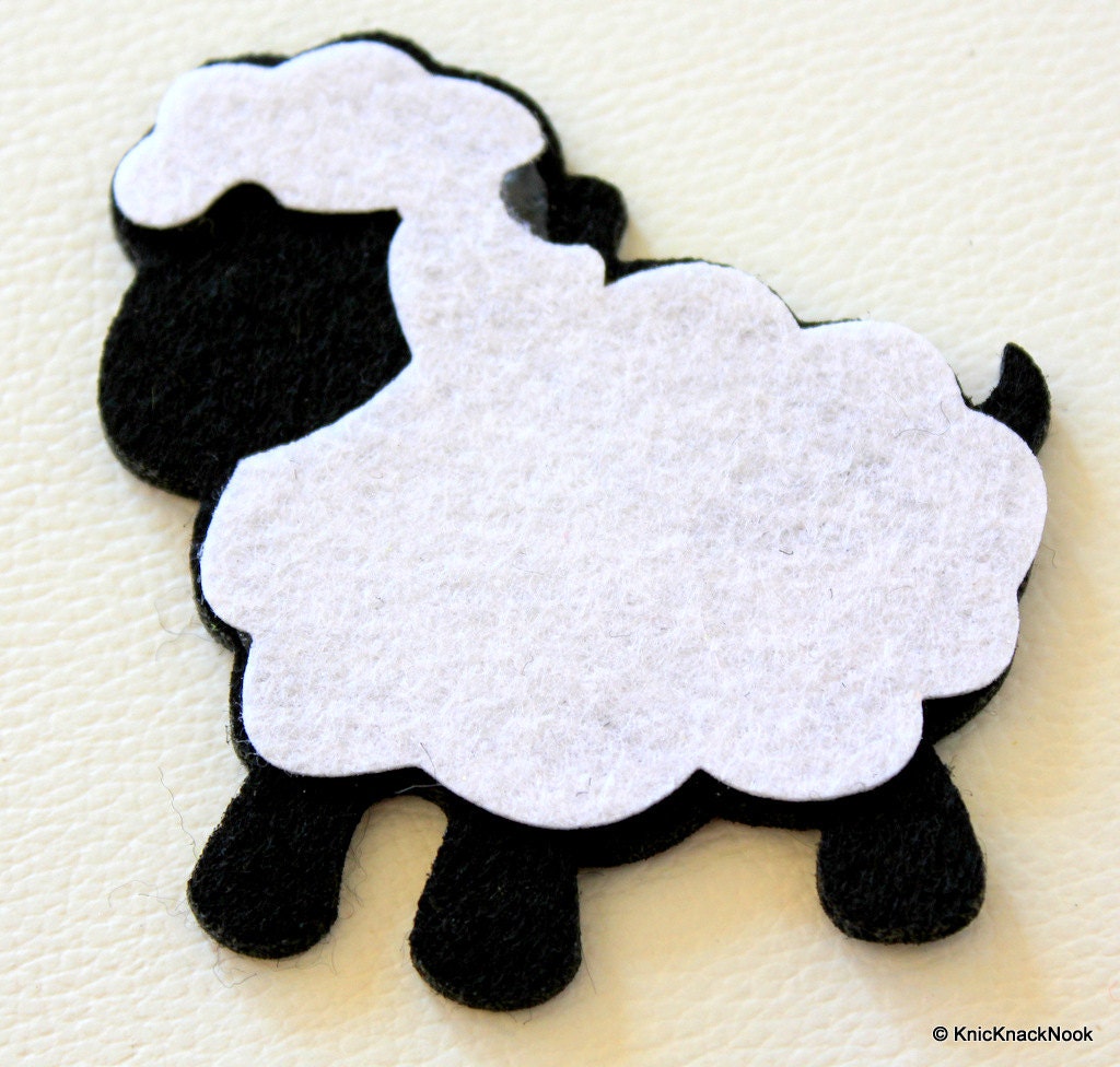 Sheep Black and White Felt Applique Patch