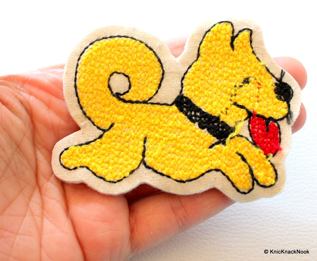 1 x Yellow Dog Applique Patch