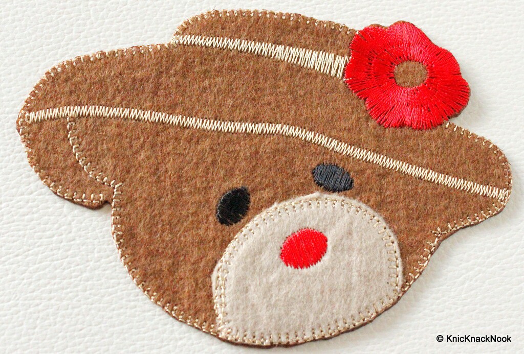 1 x Brown Bear Embroidered Applique Patch