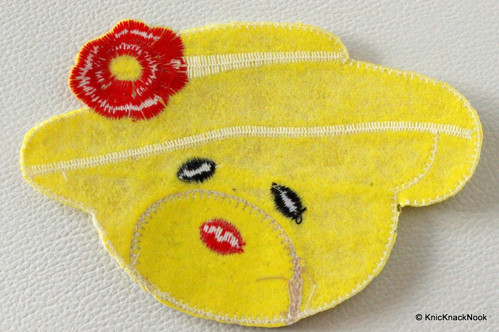 1 x Yellow Bear Embroidered Applique Patch