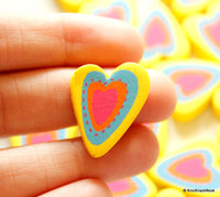 Thumbnail for Yellow, Blue, Orange And Pink Heart Wood Beads x 5